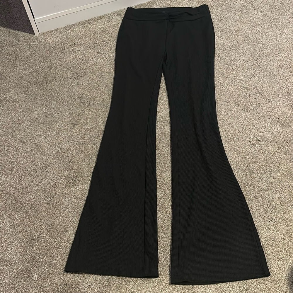 Black flared leggings